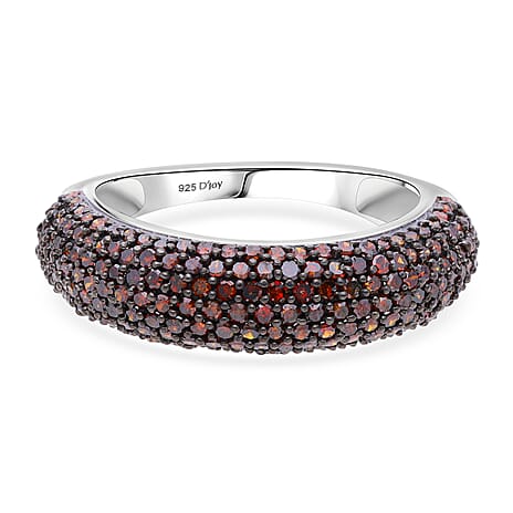 Rare Find - Red Diamond in Sterling Silver Band Ring 1.00 Ct.