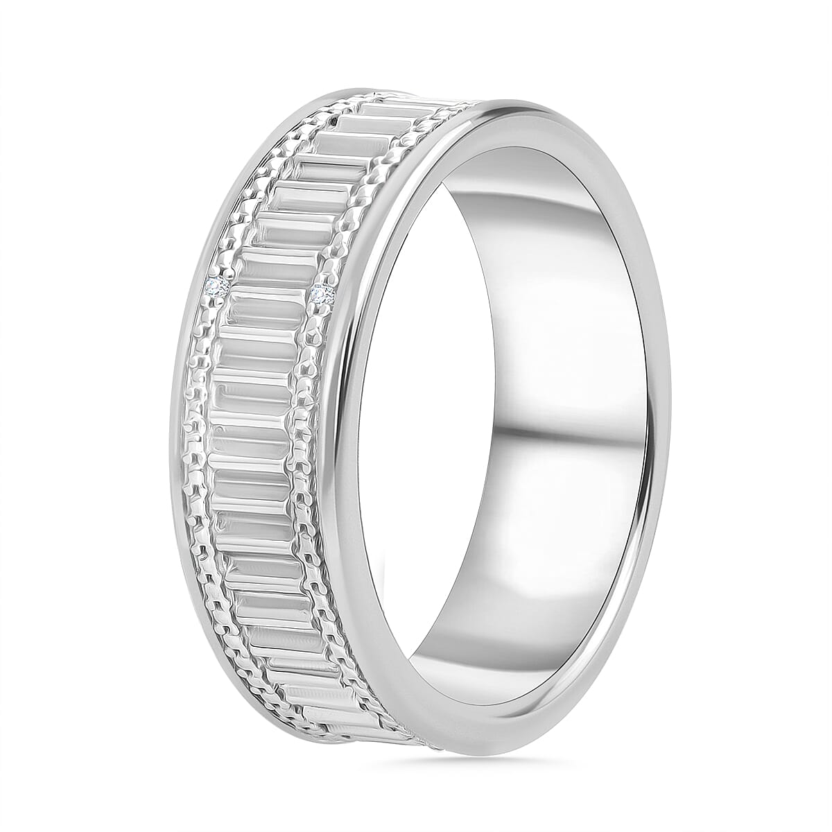 NY Closeout - White Diamond Ring in Platinum Overlay Sterling Silver