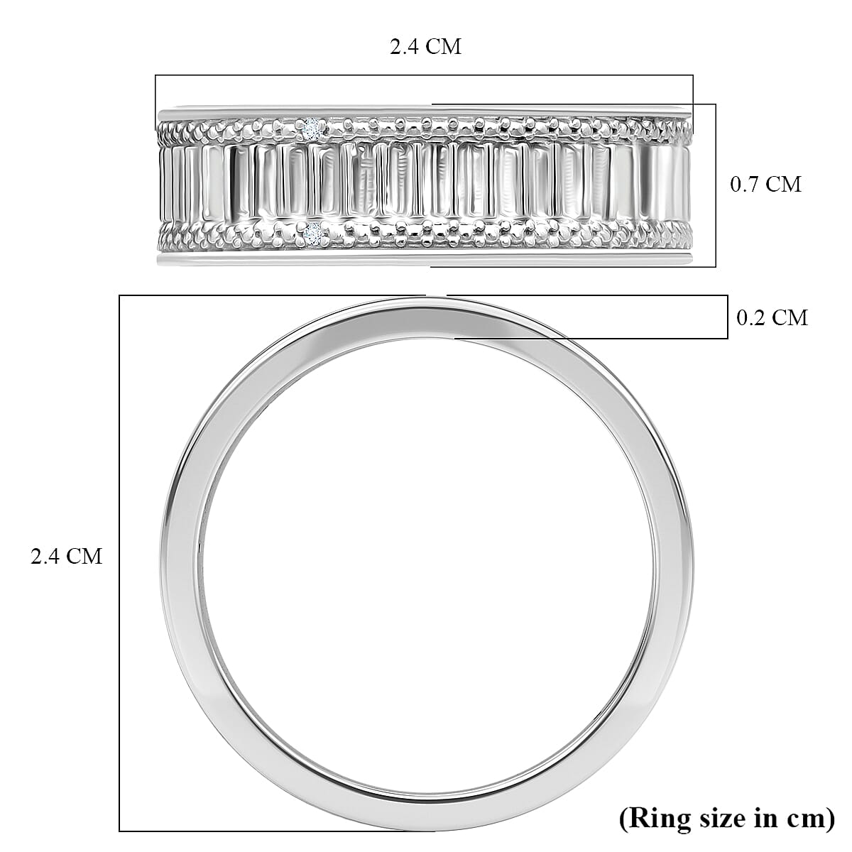 NY Closeout - White Diamond Ring in Platinum Overlay Sterling Silver