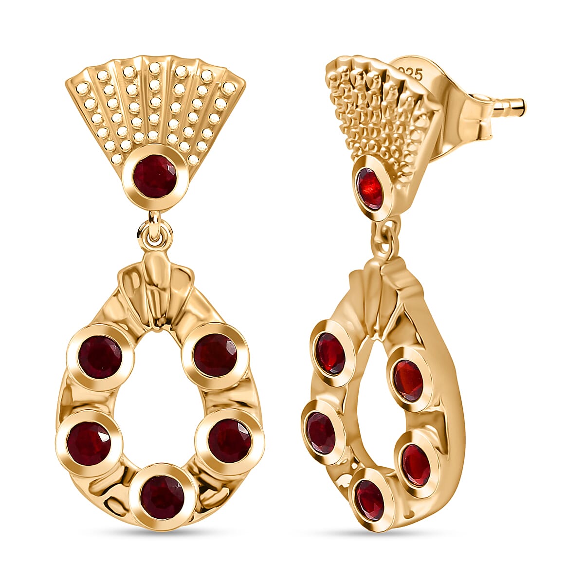 Salamanca Fire Opal Earring in 18K Vermeil Yellow Gold Plated Sterling Silver 0.95 Ct.