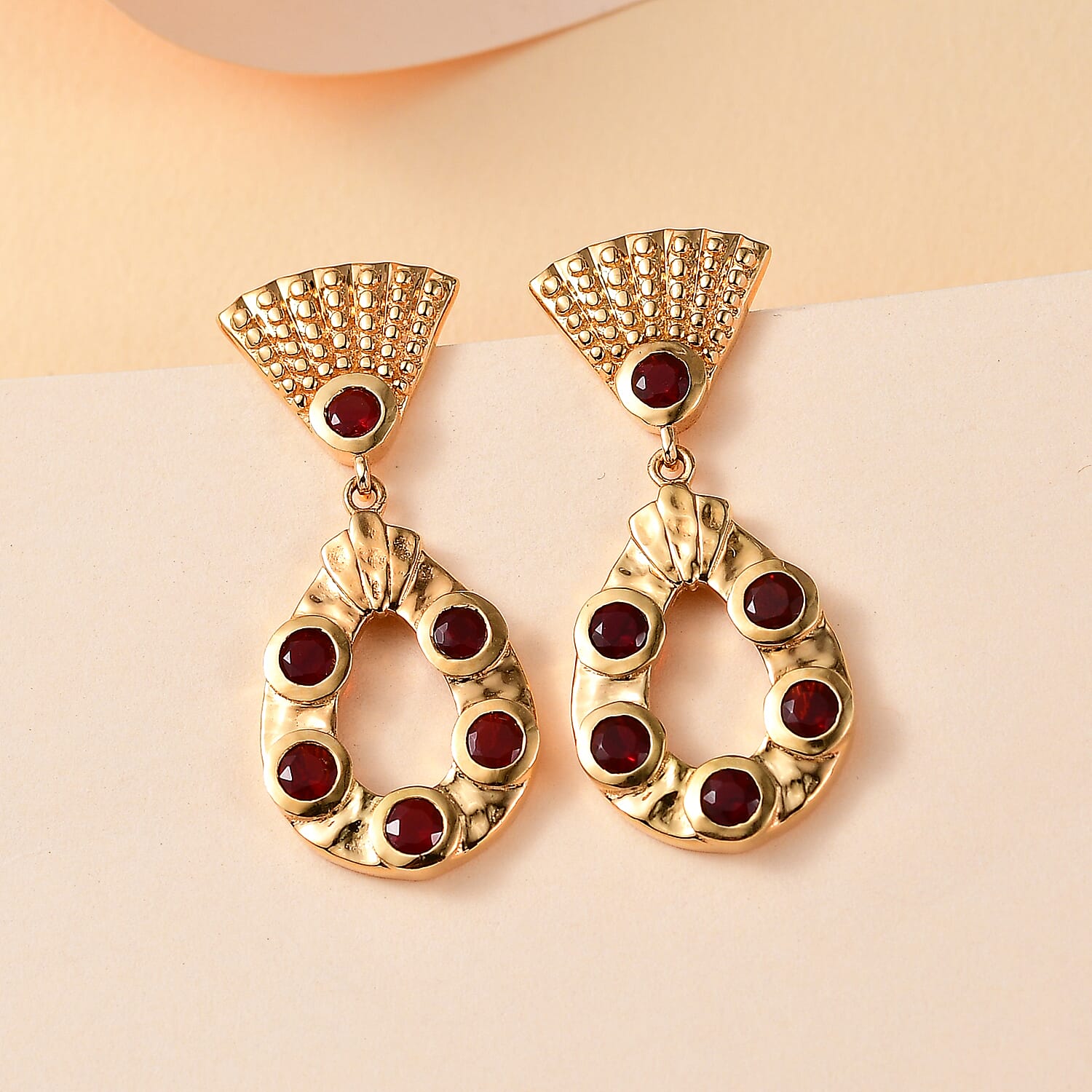 Salamanca Fire Opal Earring in 18K Vermeil Yellow Gold Plated Sterling Silver 0.95 Ct.