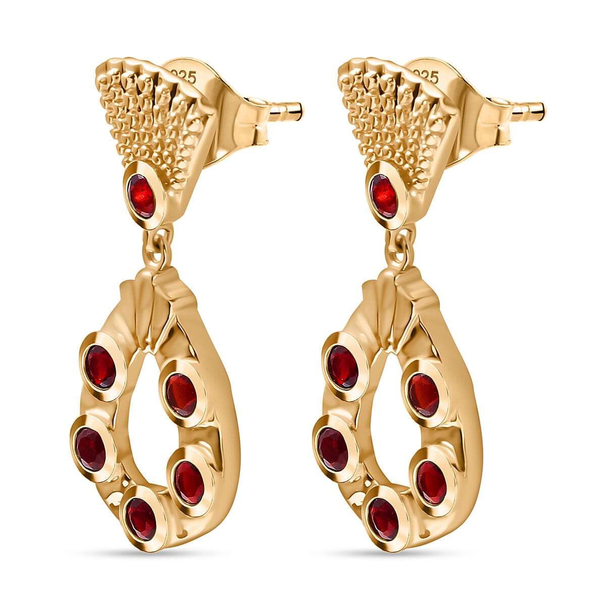 Salamanca Fire Opal Earring in 18K Vermeil Yellow Gold Plated Sterling Silver 0.95 Ct.