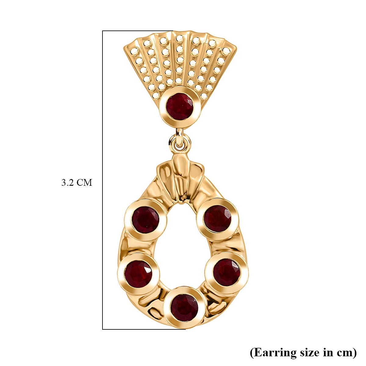 Salamanca Fire Opal Earring in 18K Vermeil Yellow Gold Plated Sterling Silver 0.95 Ct.