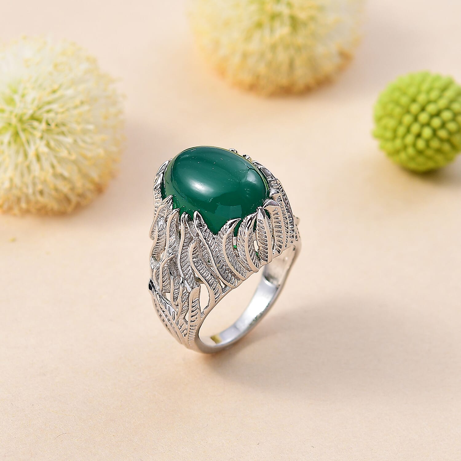 Designer Inspired - Green Onyx Solitaire Ring 10 ct