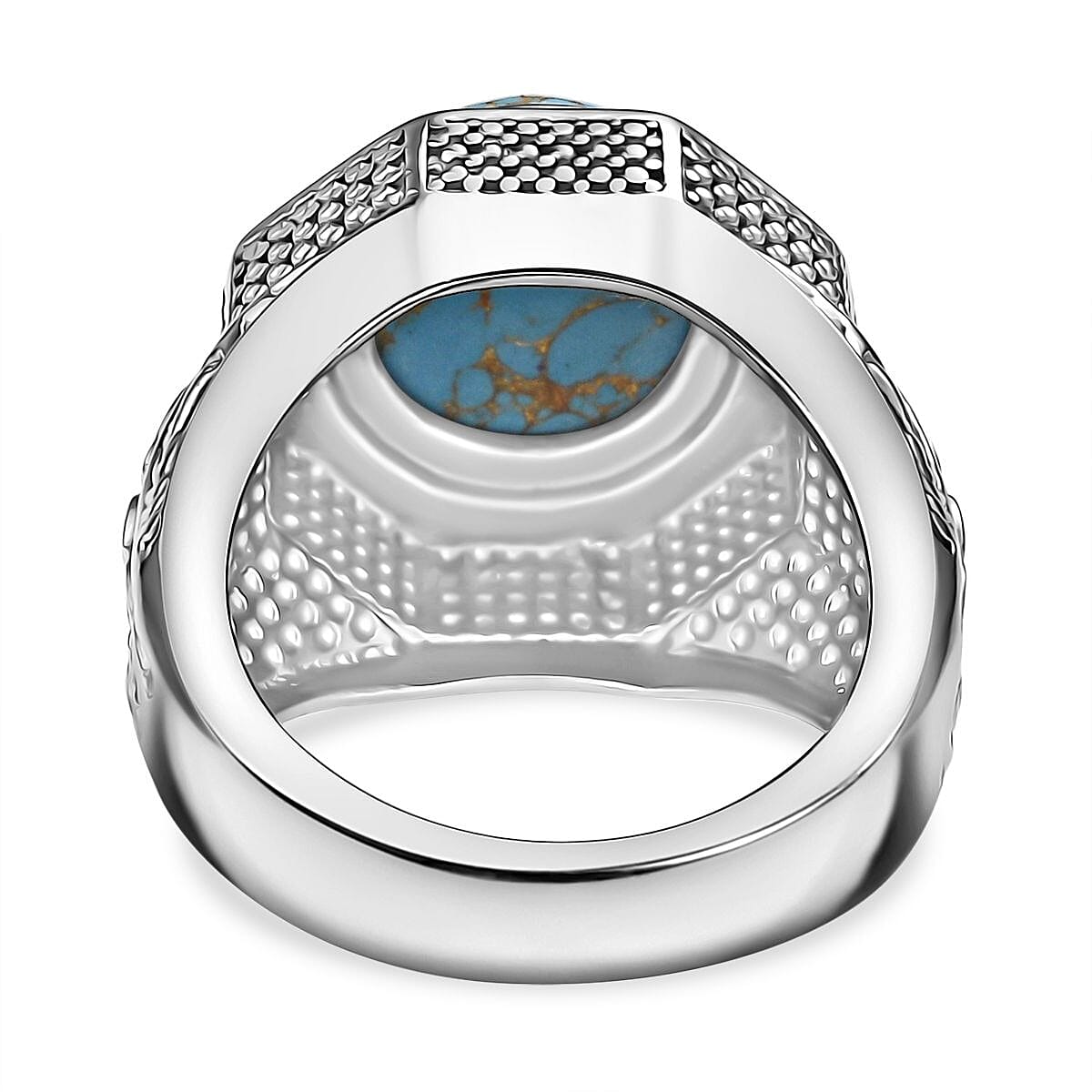 Blue Turquoise Solitaire Ring in White Tone 7.50 Ct.
