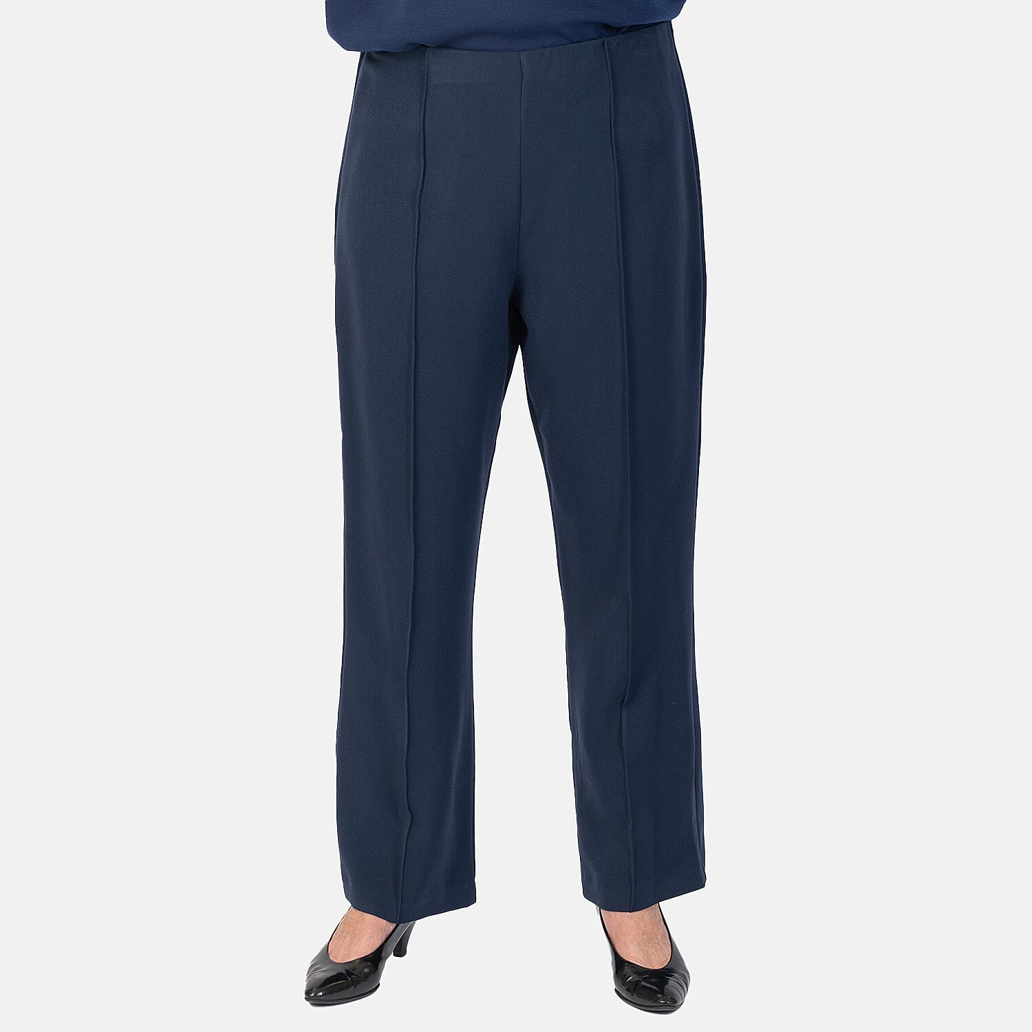 Emma Ladies Wide Leg Trousers - Navy