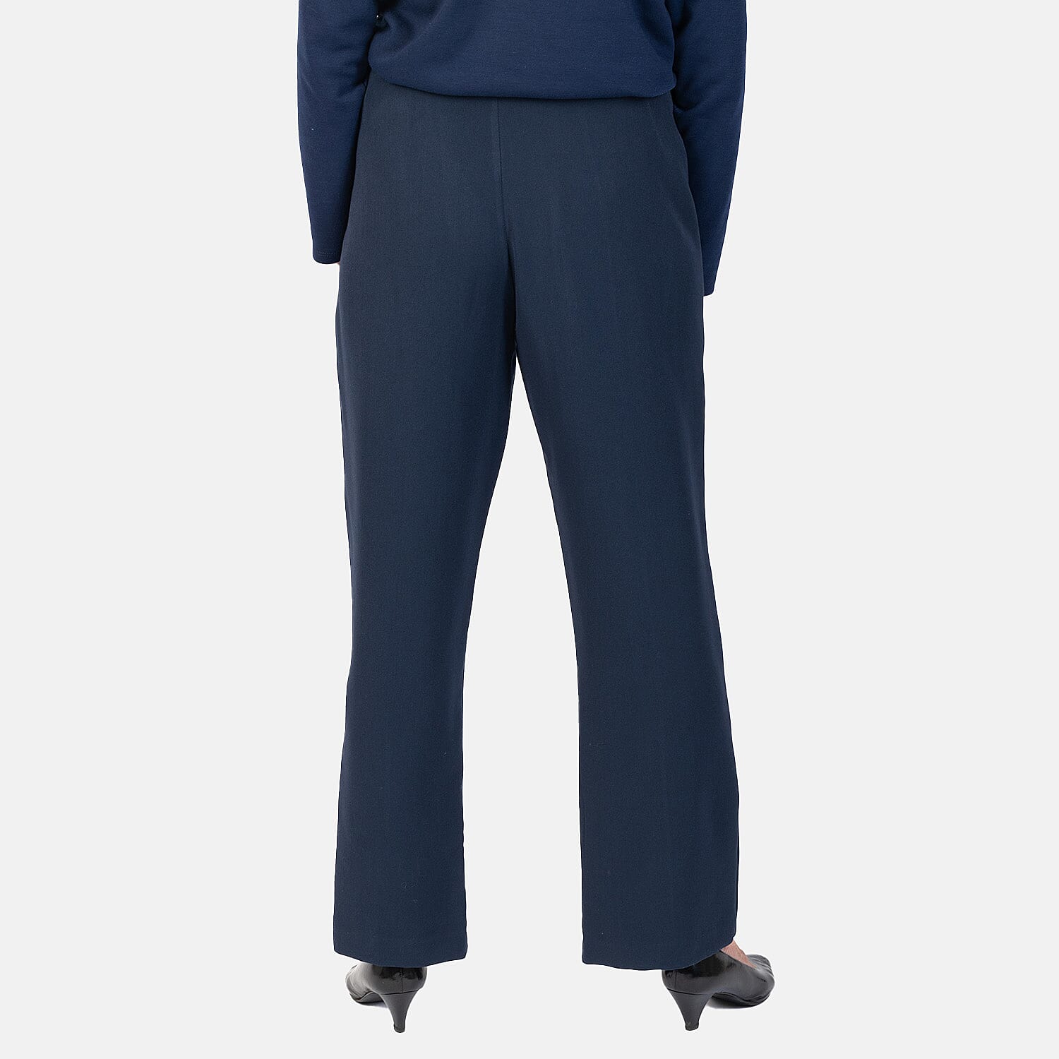 Emma Ladies Wide Leg Trousers - Navy