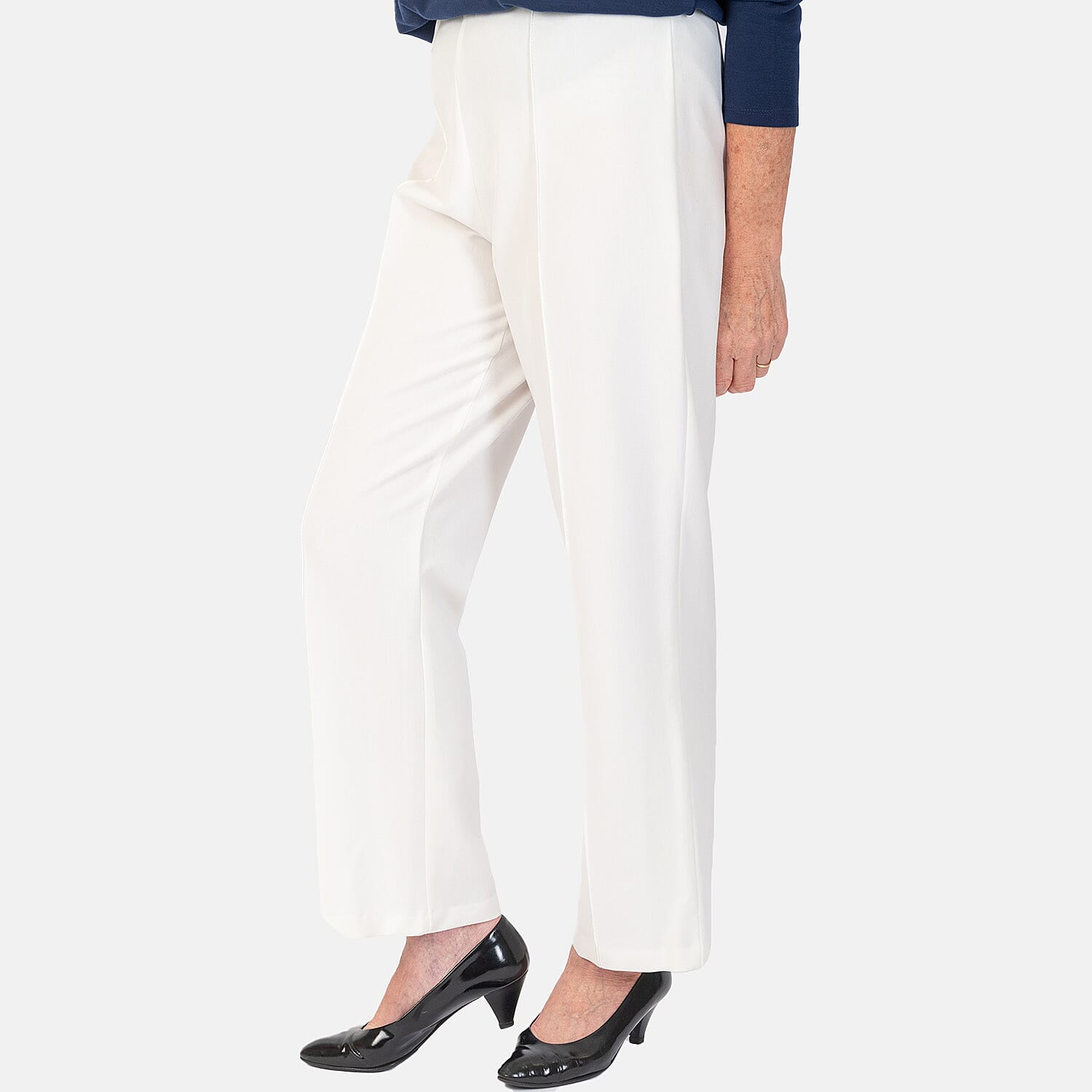 Emma Ladies Woven Trouser (Size 10) - Cream