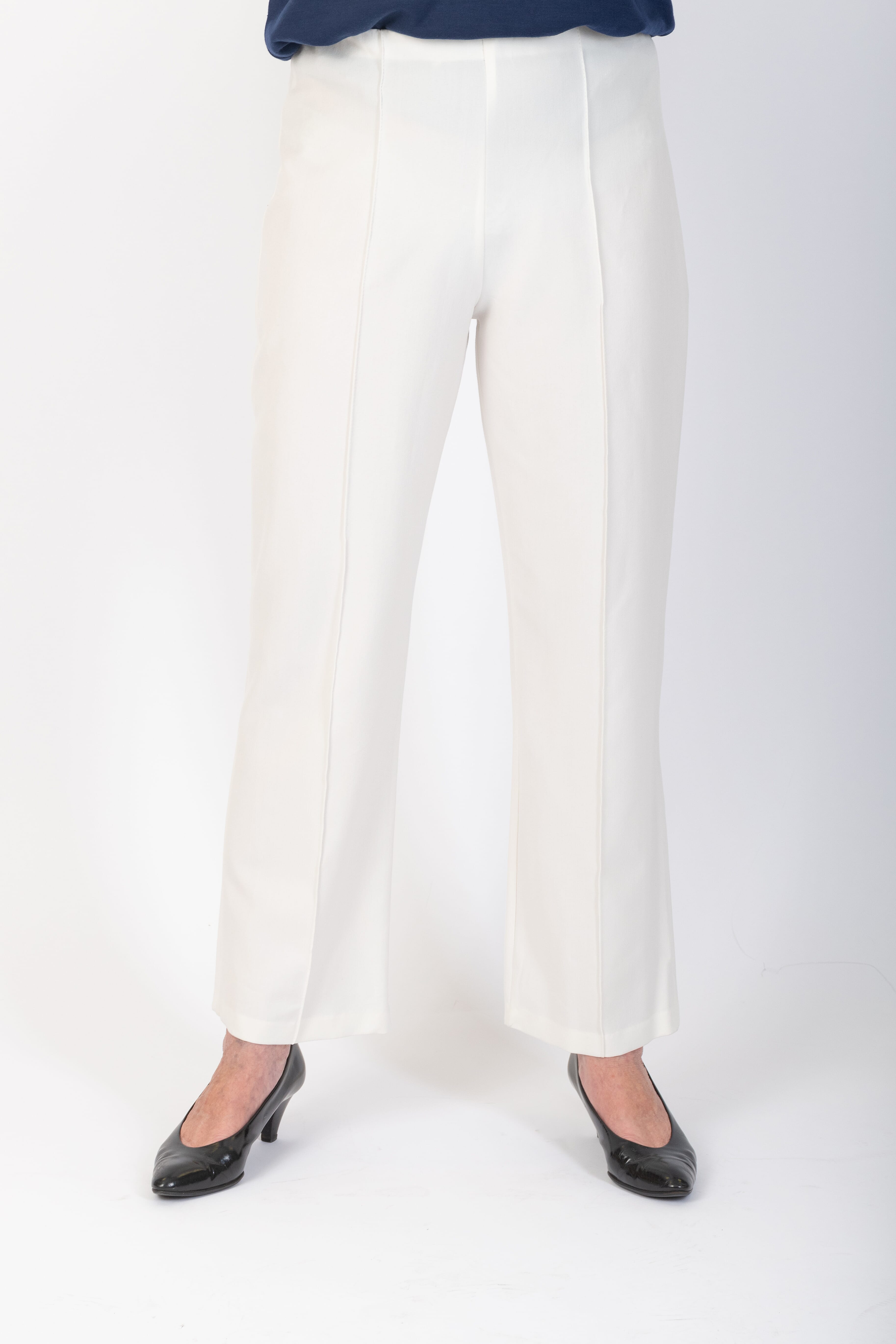 Emma Ladies Wide Leg Trousers - Cream