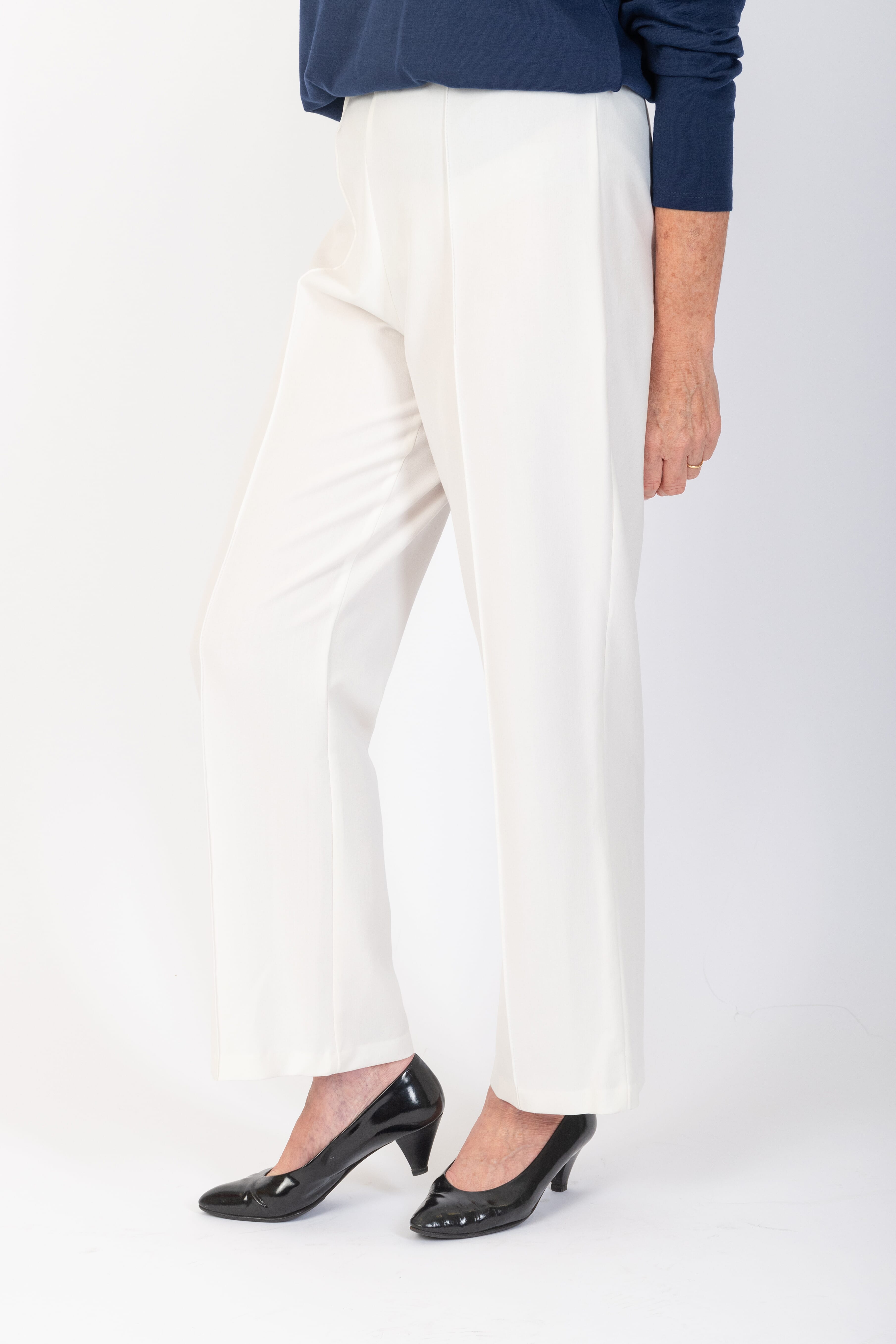 Emma Ladies Wide Leg Trousers - Cream