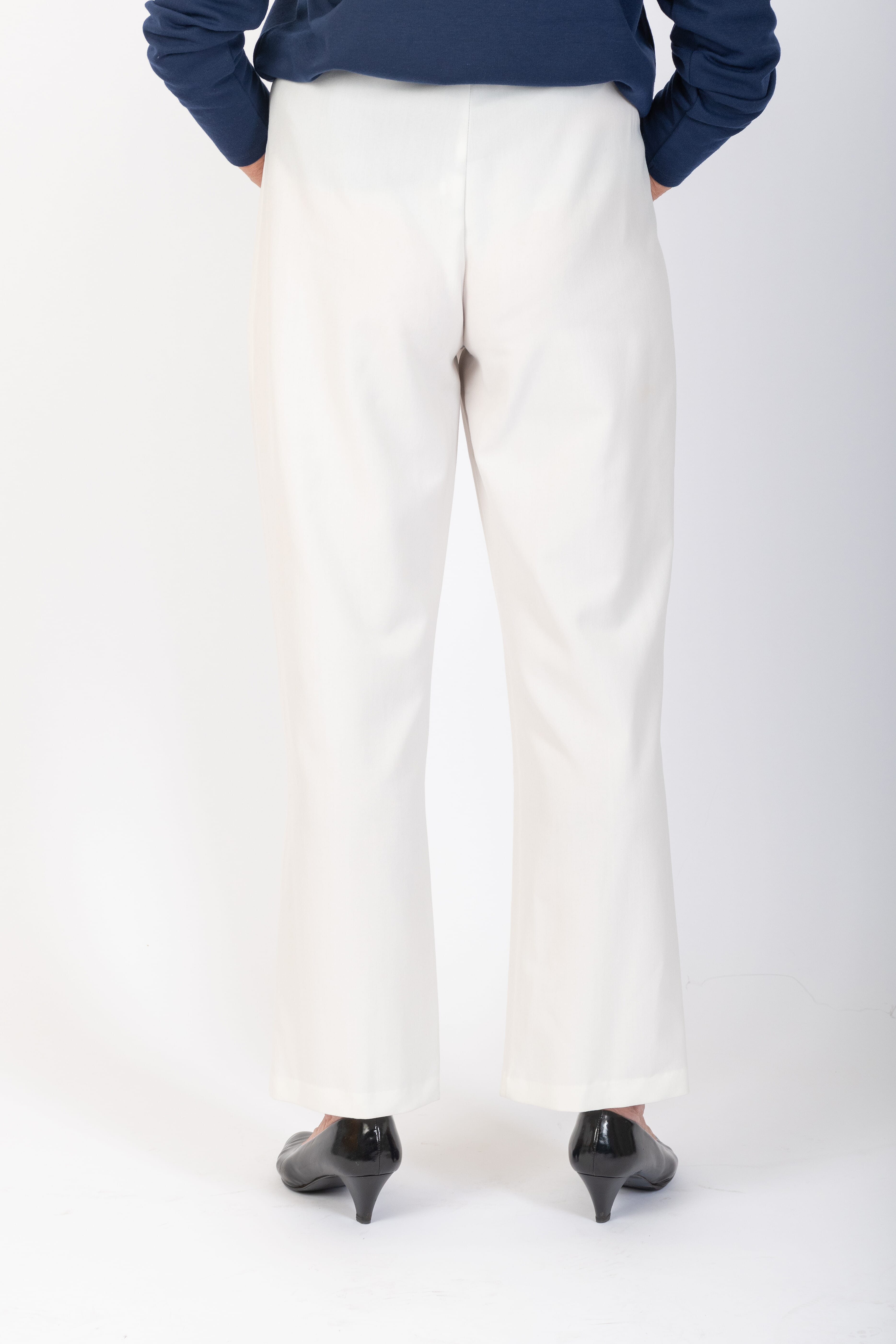 Emma Ladies Wide Leg Trousers - Cream