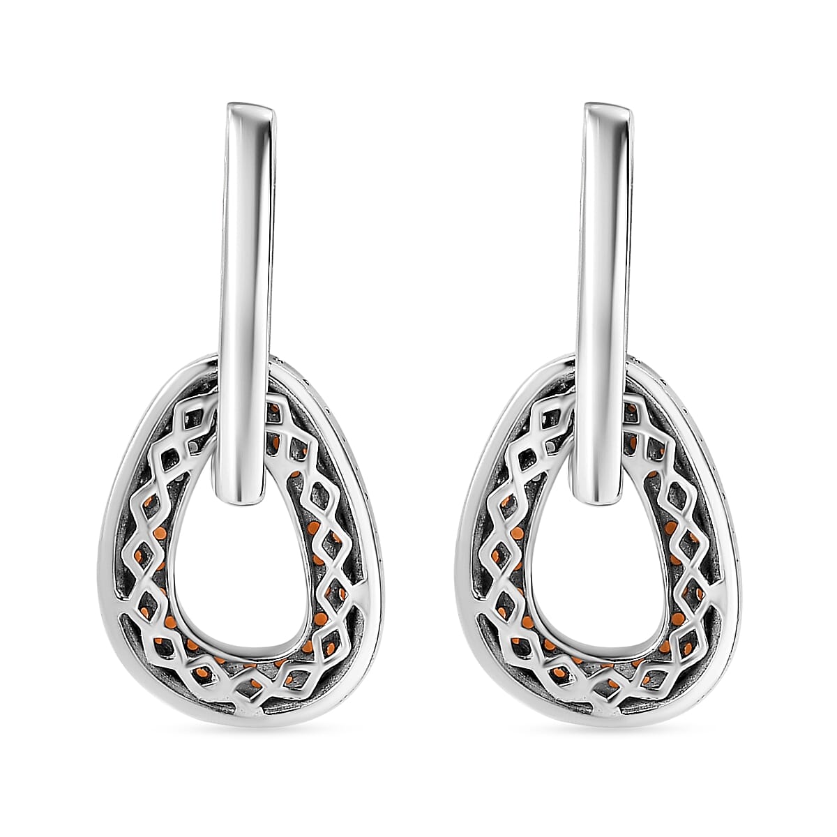 AAA Red Garnet Hoop Earring in Rhodium Overlay Sterling Silver 1.93 Ct.