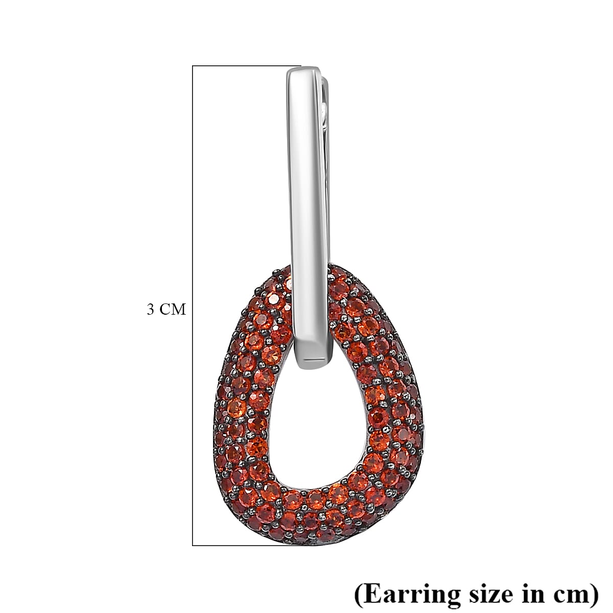 AAA Red Garnet Hoop Earring in Rhodium Overlay Sterling Silver 1.93 Ct.