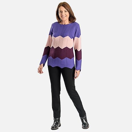 Sugar Crisp Knitted Cheveron Jumper (Size L-XL) - Purple