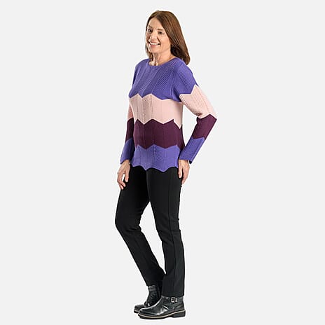 Sugar Crisp Knitted Cheveron Jumper (Size L-XL) - Purple