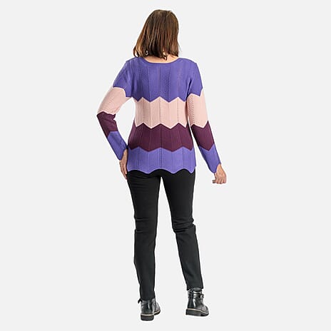 Sugar Crisp Knitted Cheveron Jumper (Size L-XL) - Purple