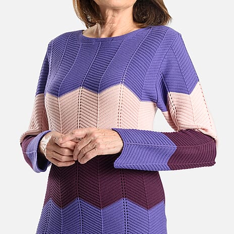Sugar Crisp Knitted Cheveron Jumper (Size L-XL) - Purple