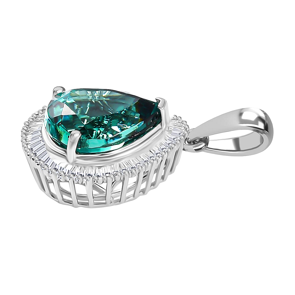 RHAPSODY 950 Platinum AAAA Lagoon Tourmaline GSI Certified White Diamond VS-EF Solitaire Pendant 5.22 Ct.