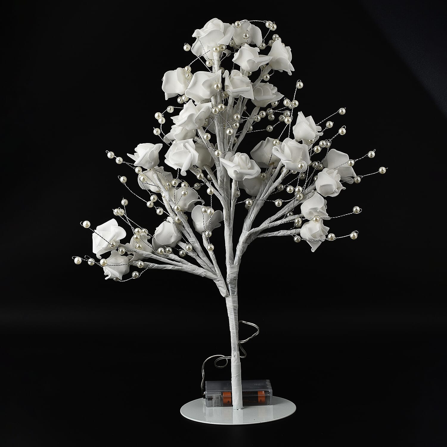 Illuminated Warm Glow Led Tree With Faux Petals and Faux Pearls. (Batteries Not included)