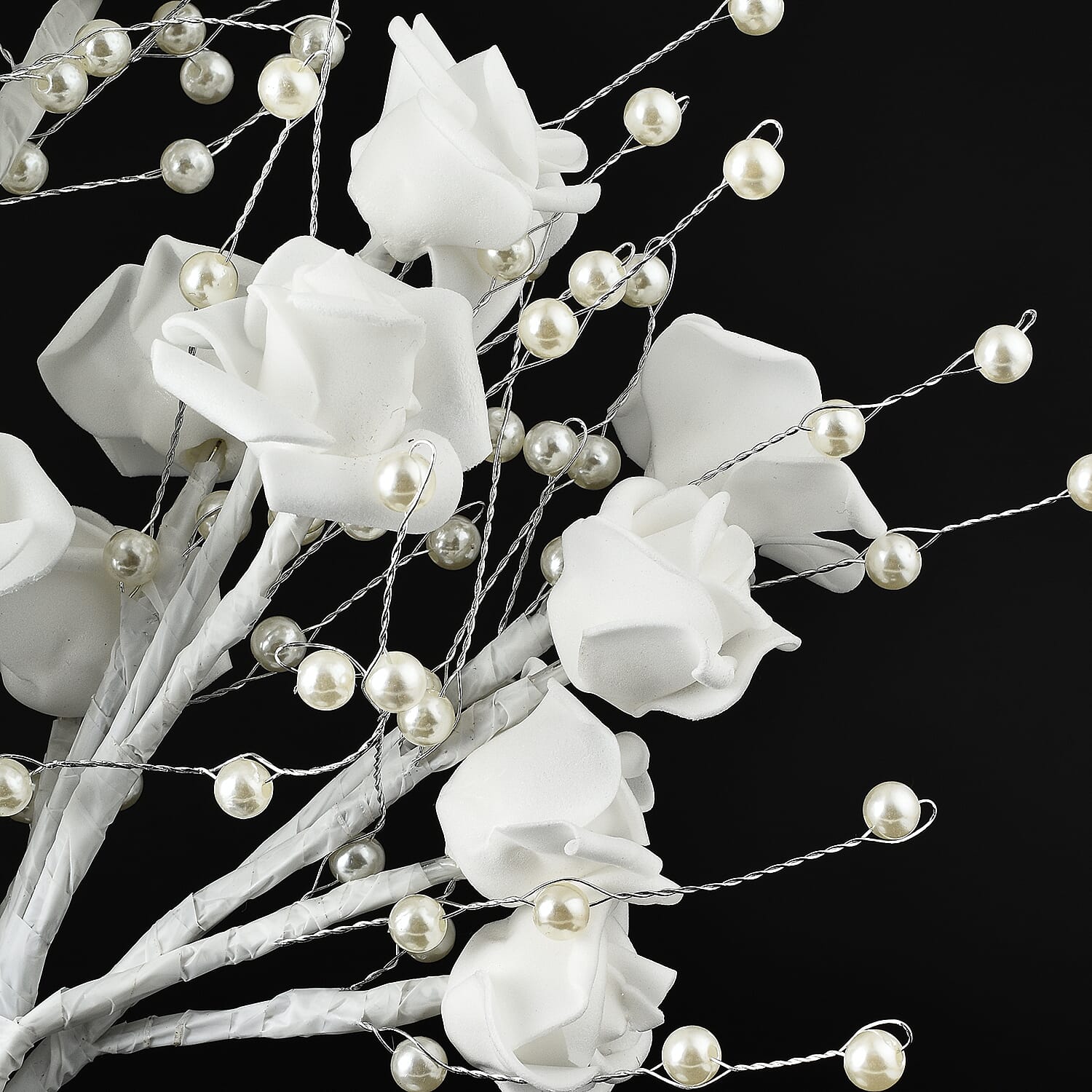 Illuminated Warm Glow Led Tree With Faux Petals and Faux Pearls. (Batteries Not included)