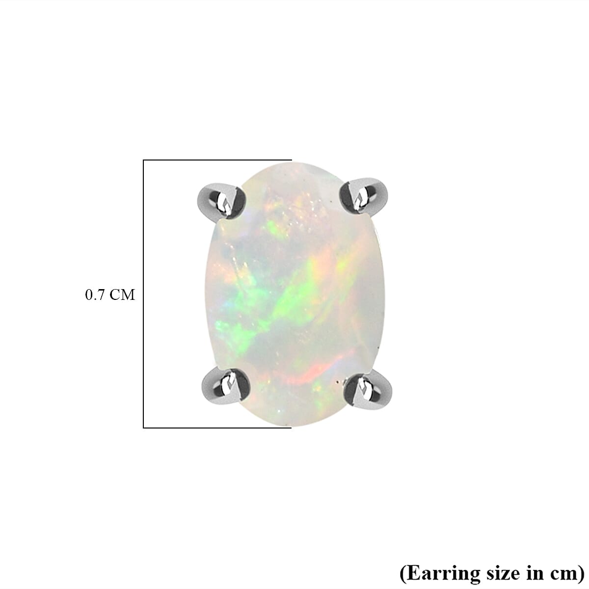 Ethiopian Opal Earring With Push Back in Rhodium Sterling Silver 0.572 Ct.