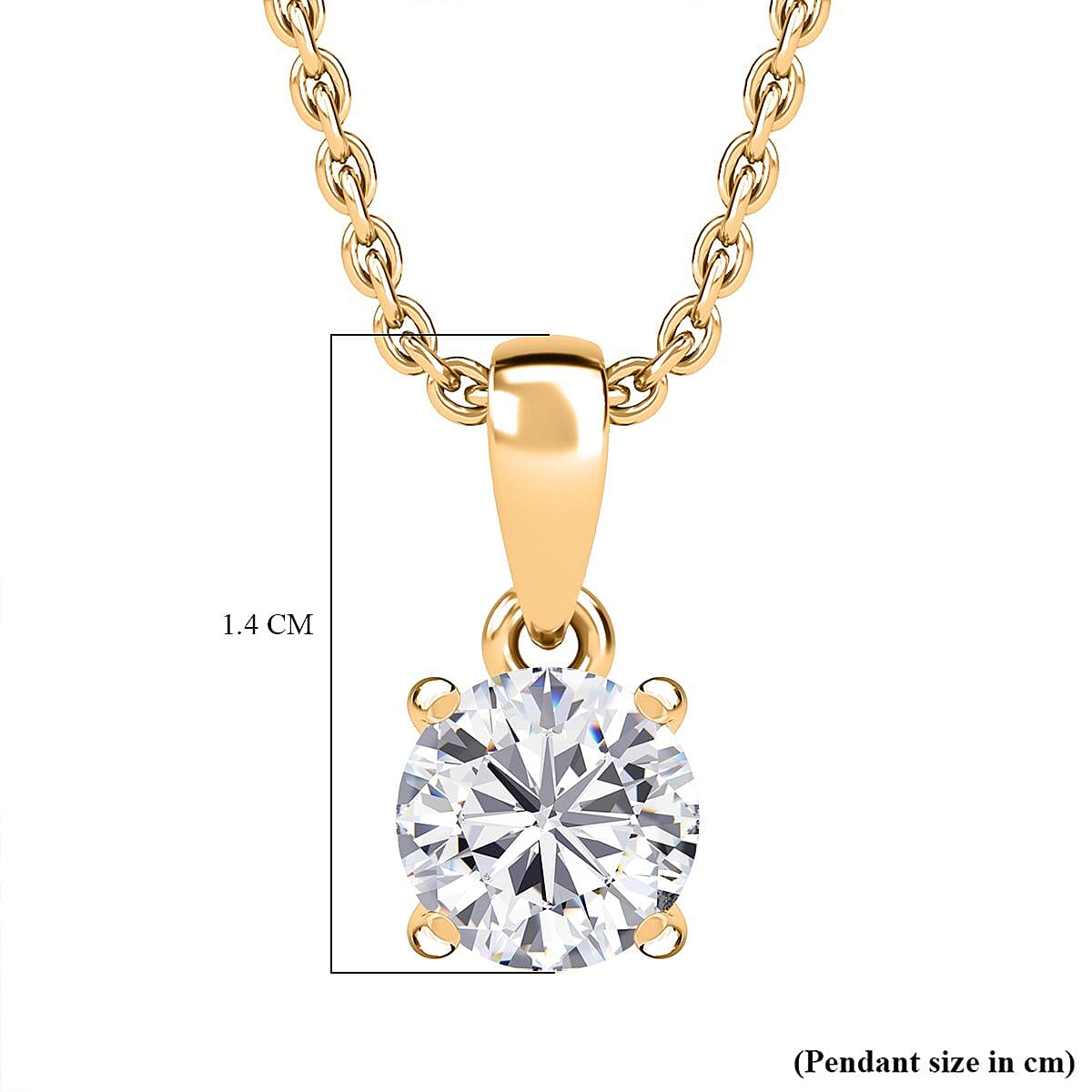 UNMISSABLE MEGA DEAL - Moissanite Solitaire Pendant in 14K YG Overlay Sterling Silver (Size 20) 1.00 ct
