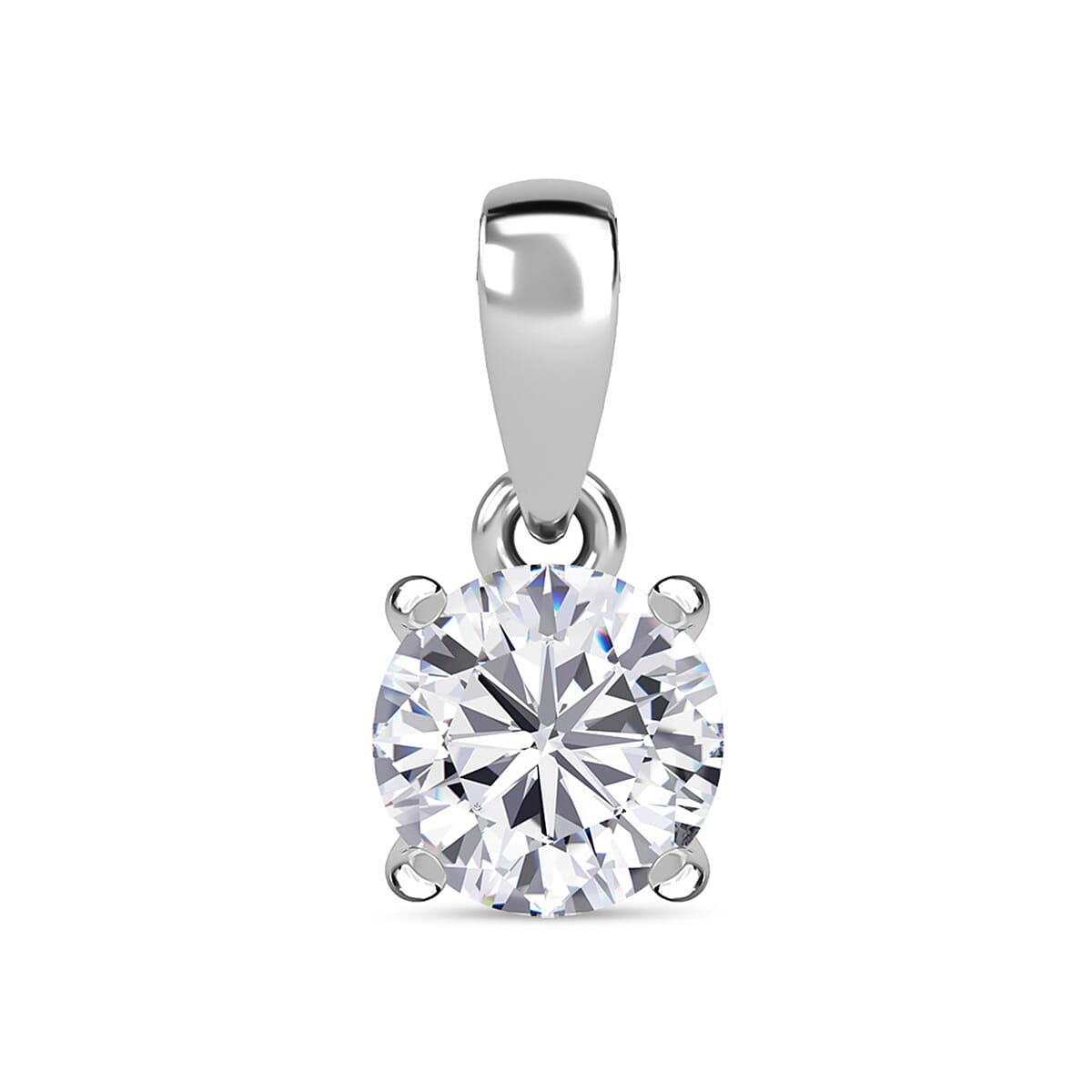 UNMISSABLE MEGA DEAL - Moissanite Solitaire Pendant in Platinum Overlay Sterling Silver (Size 20) 1.00 Ct.