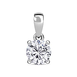 1 Ct. Moissanite Round-Cut Solitaire Pendant in Platinum Overlay Sterling Silver
