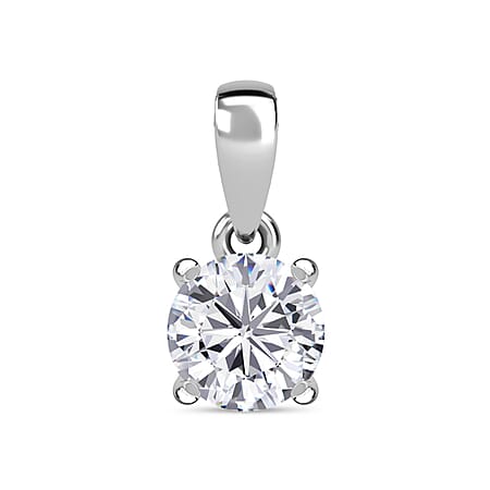 1 Ct. Moissanite Round-Cut Solitaire Pendant in Platinum Overlay Sterling Silver