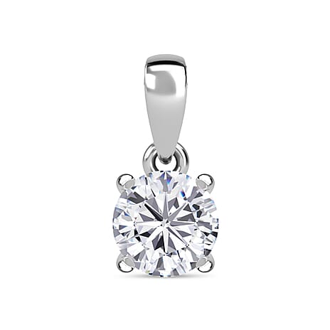 UNMISSABLE MEGA DEAL - Moissanite Solitaire Pendant in Platinum Overlay Sterling Silver (Size 20) 1.00 Ct.