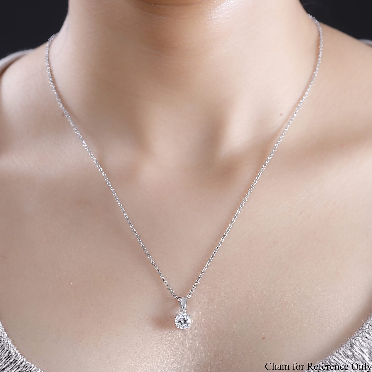 UNMISSABLE MEGA DEAL - Moissanite Solitaire Pendant in Platinum Overlay Sterling Silver (Size 20) 1.00 Ct.