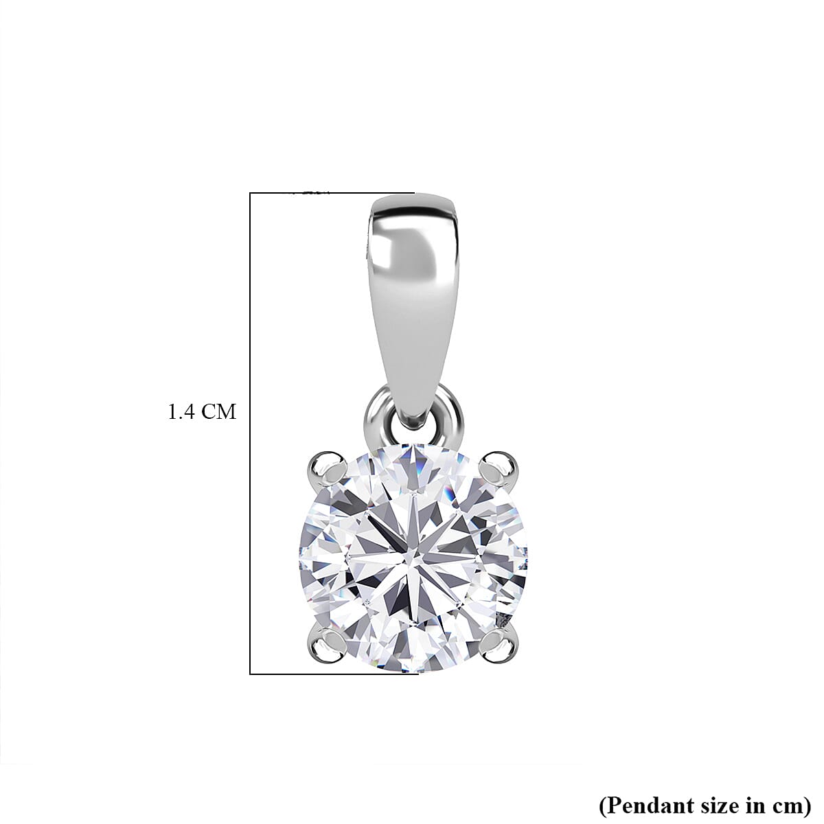 UNMISSABLE MEGA DEAL - Moissanite Solitaire Pendant in Platinum Overlay Sterling Silver (Size 20) 1.00 Ct.