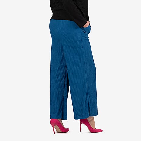 - Maisi Texured Jersey Knitted Trousers (Size L) - Navy