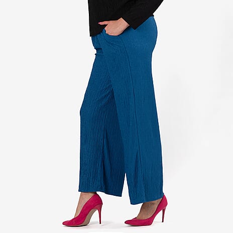 - Maisi Texured Jersey Knitted Trousers (Size S) - Navy