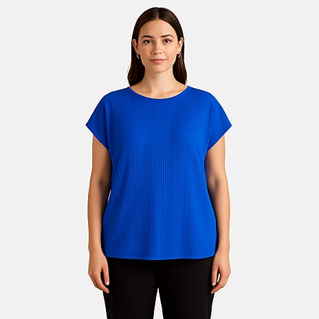 - Maisi Textured Short Sleeve Tee (Size L) - Royal Blue