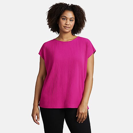 - Maisi Textured Short Sleeve Tee (Size S) - Pink