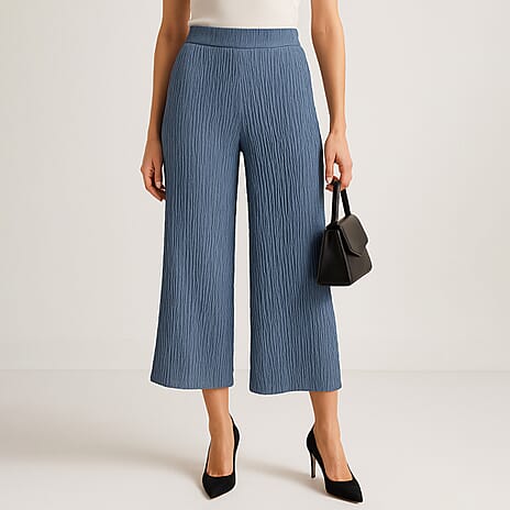 & Maisi Trendy Denim Textured Culottes for Women (Size XL)