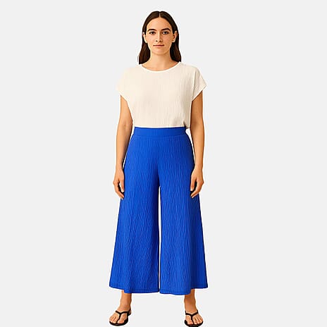 - Maisi Textured Wide Leg Culottes (Size S) - Royal Blue