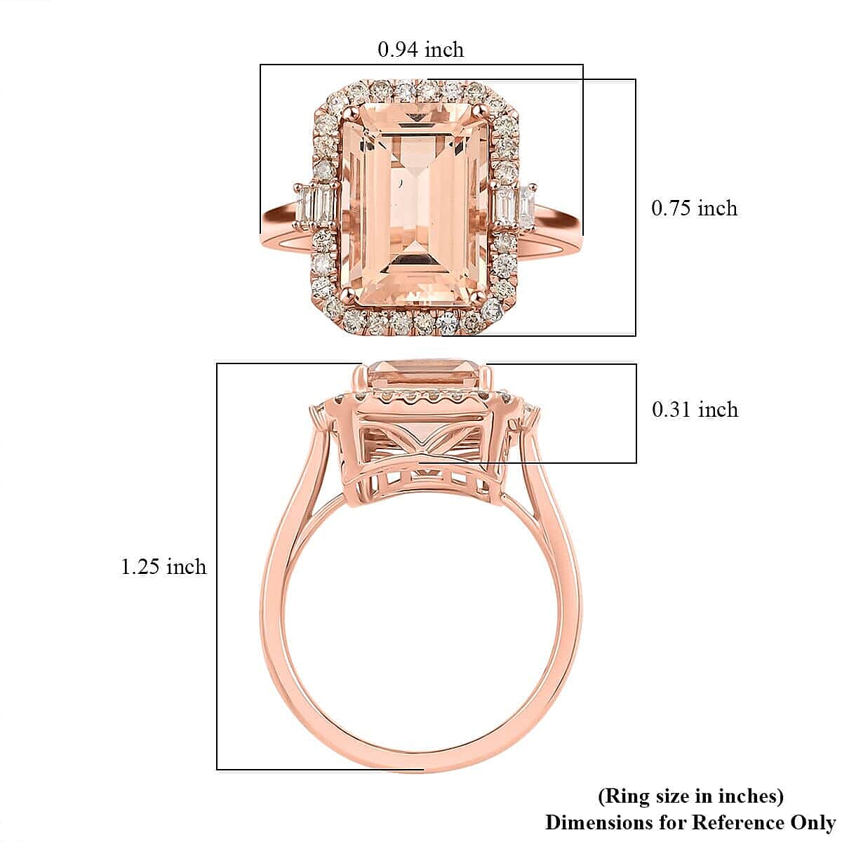 14K Rose Gold AAA Morganite , White Diamond I2 Ring 7.85 ct, Gold Wt. 5.6 Gms 7.850 Ct. 14K Rose Gold AAA Morganite , White Diamond I2 Ring 7.85 ct, Gold Wt. 5.6 Gms 7.850 Ct.