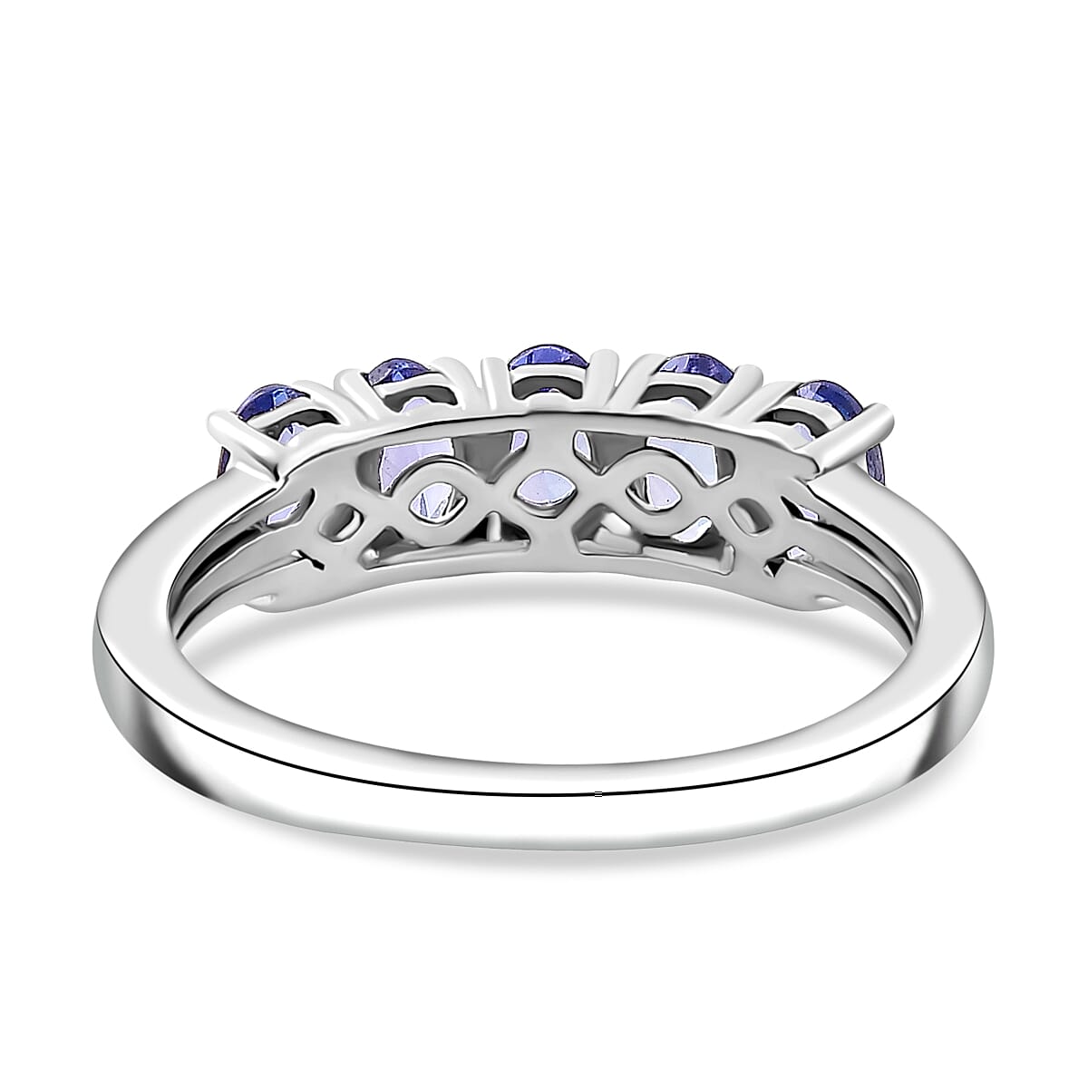 Premium Tanzanite 5 Stone Ring in Rhodium Overlay Sterling Silver 1.25 ct Premium Tanzanite 5 Stone Ring in Rhodium Overlay Sterling Silver 1.25 ct