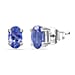 Tanzanite Solitaire Stud Push Post Earrings in Rhodium Overlay Sterling Silver