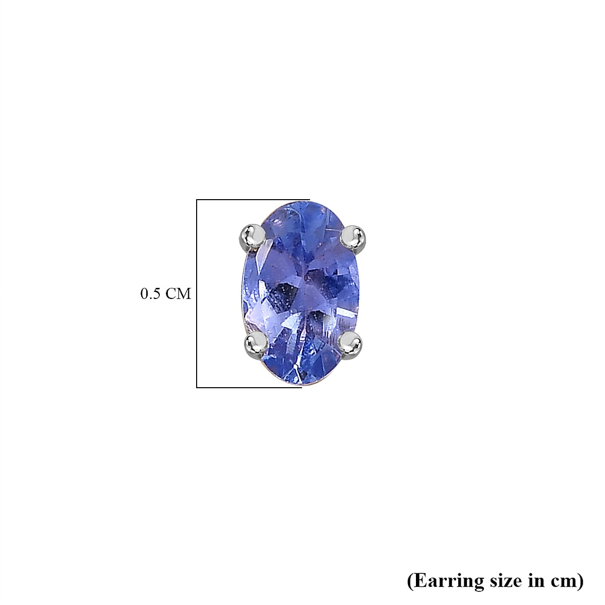 BIGGEST TANZANITE DEAL - Tanzanite Solitaire Stud Earrings With Push Back in Rhodium Overlay Sterling Silver