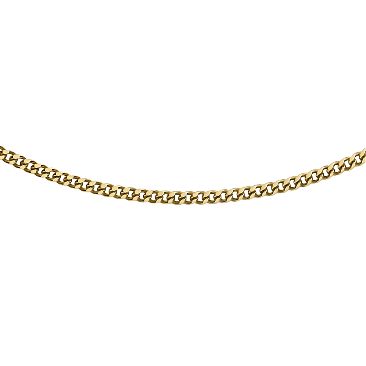 9K Yellow Gold Diamond Cut Curb Necklace (Size - 20) With Spring Ring Clasp