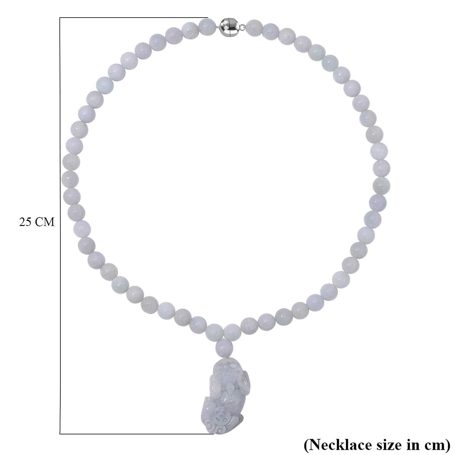 Biggest Jade Offer - Natural Type A  Jadeite Necklace With Pixiu Carving & Magnetic Clasp (Size  22) in Rhodium Overlay Sterling Silver 600.0 Ct.
