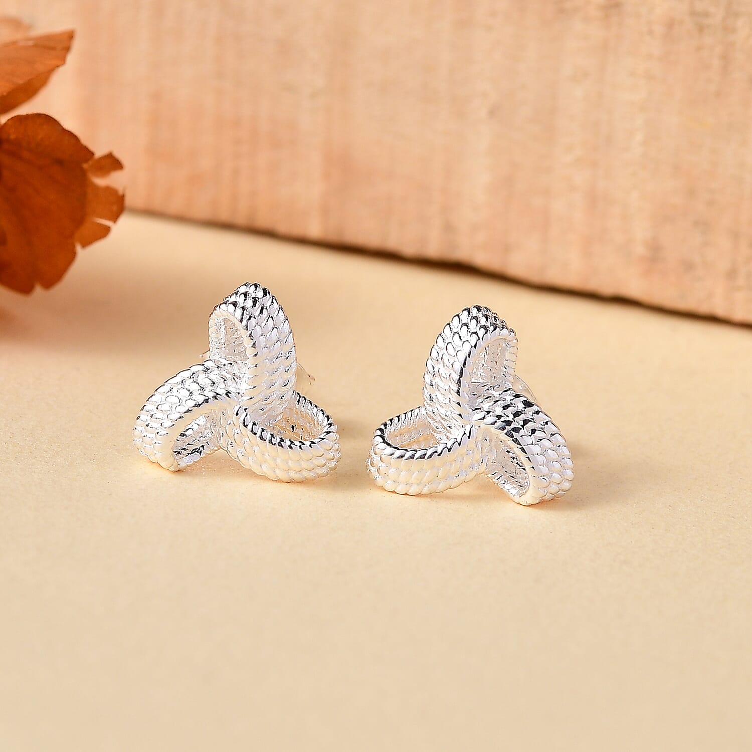 Sterling Silver Knot Earring With Push Back