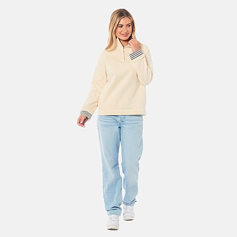 Charlotte West Cotton 1-4 Zip Sweat Shirt (Size 12) - Beige