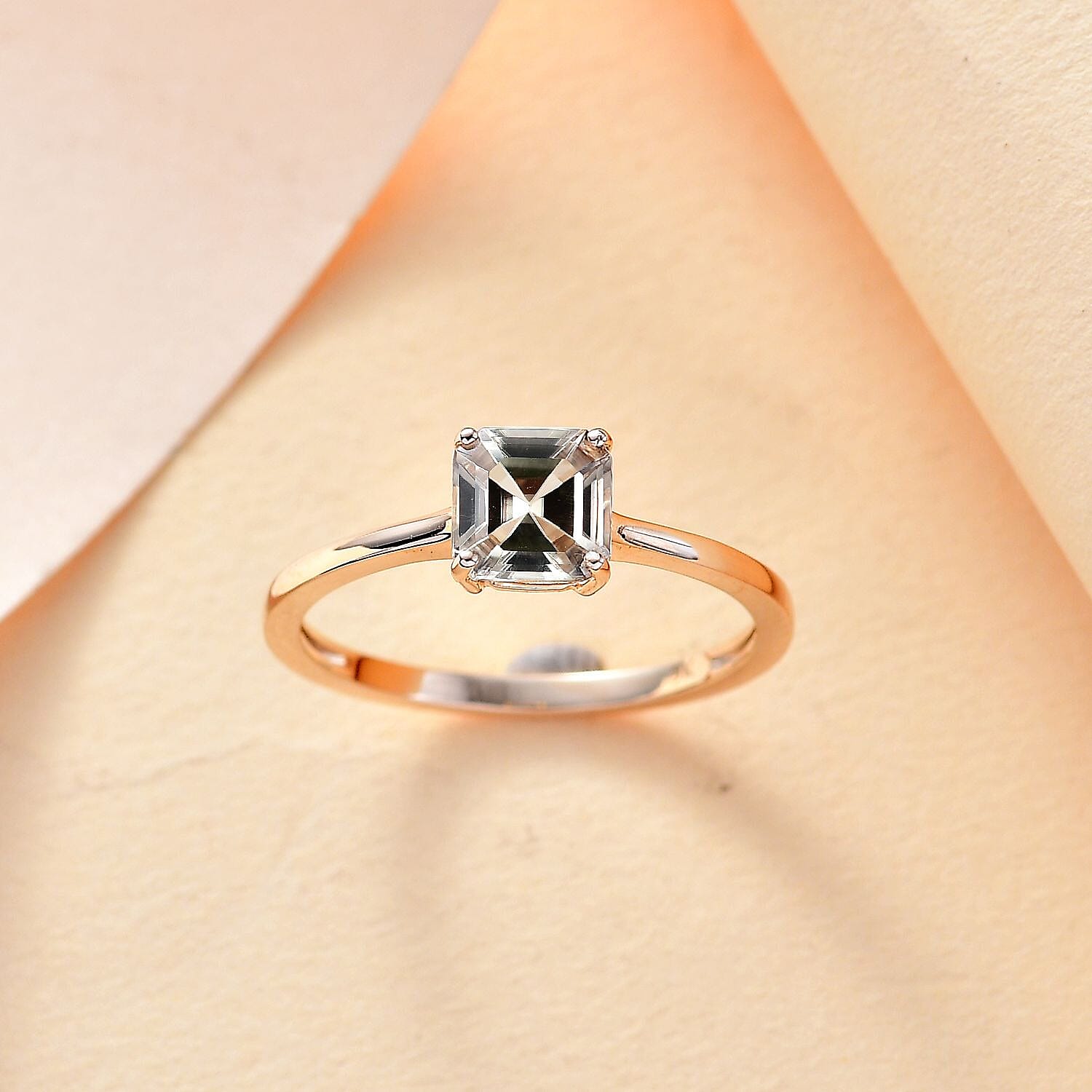 9K Yellow Gold Asscher Cut AAA Turkizite Solitaire Ring 1.180  Ct.