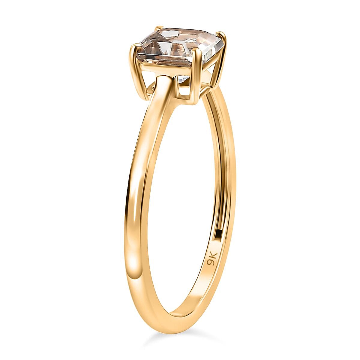 9K Yellow Gold Asscher Cut AAA Turkizite Solitaire Ring 1.180  Ct.