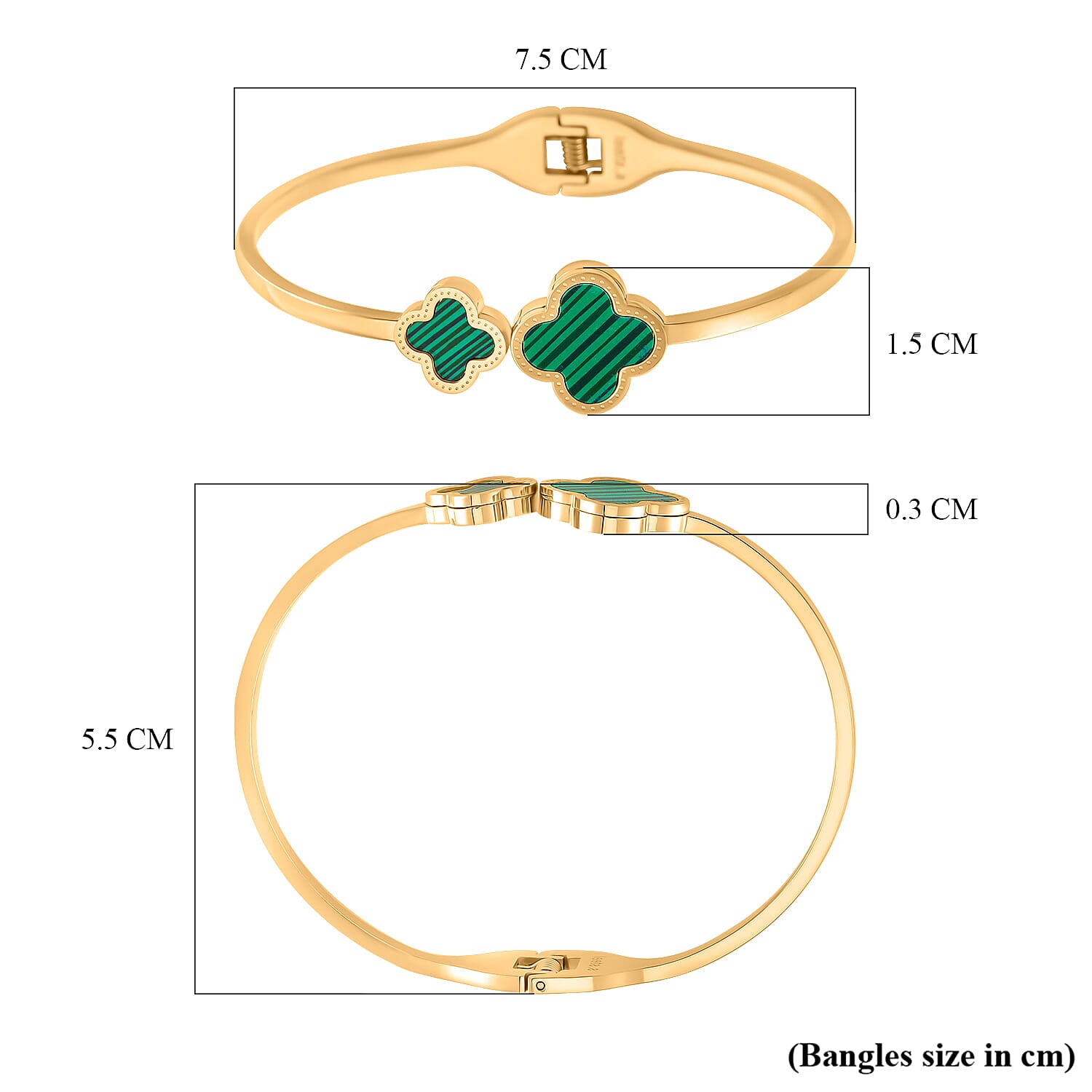 Designer Inspired- Created Malachite Bangle in Yellow Tone (Size - 7)