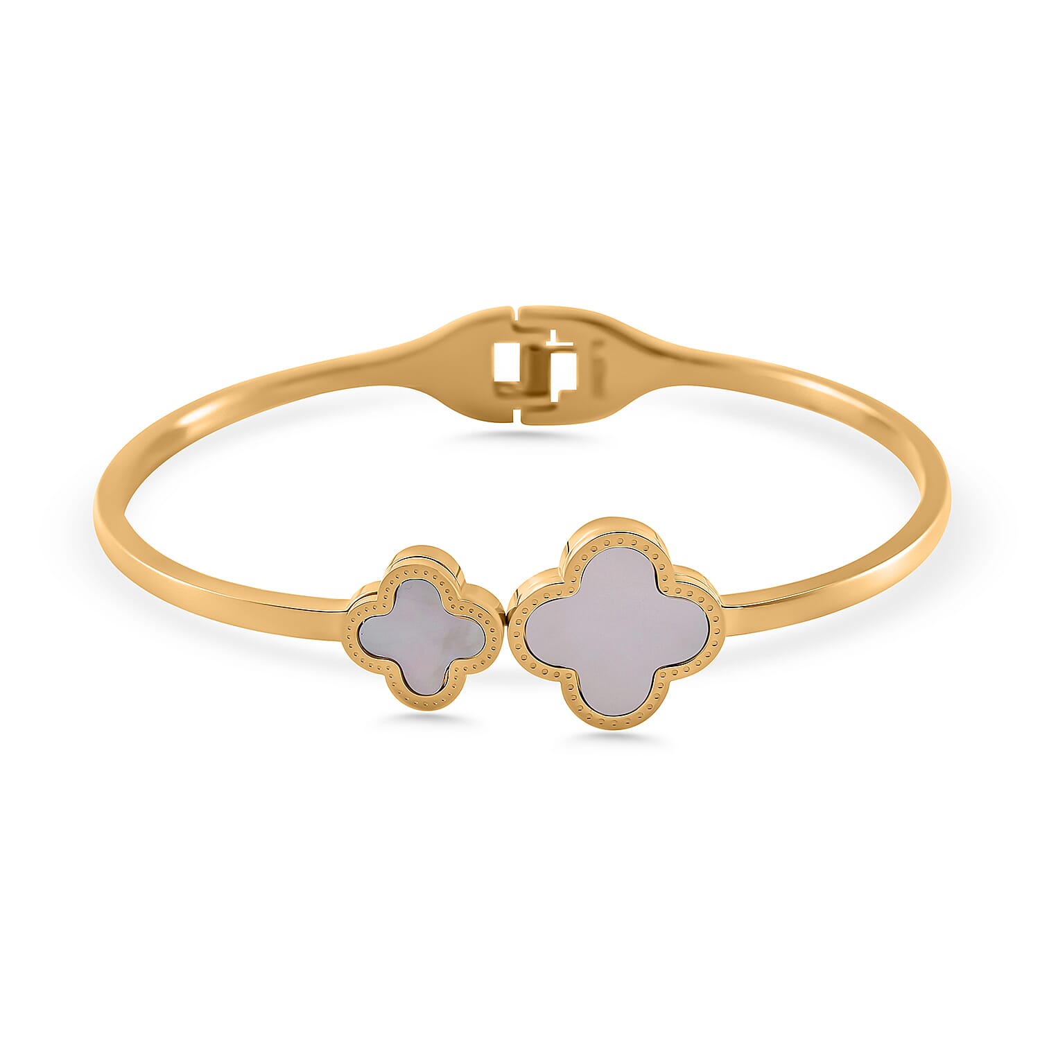 White Mother Of Pearl Bangle in Yellow Tone (Size - 7)